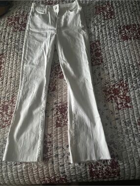 MOTHER White Ankle Fray Jeans, Size 27
